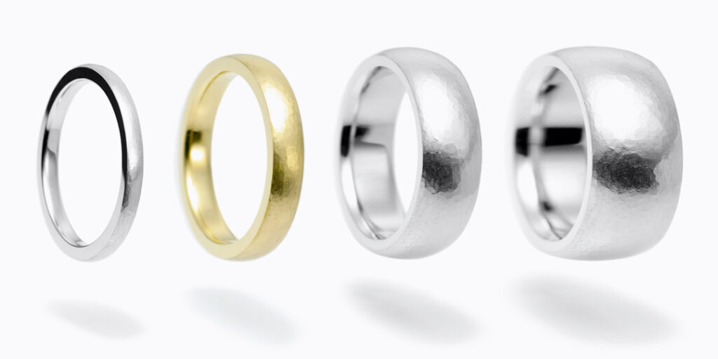鍛造の結婚指輪 寸法のバリエーション