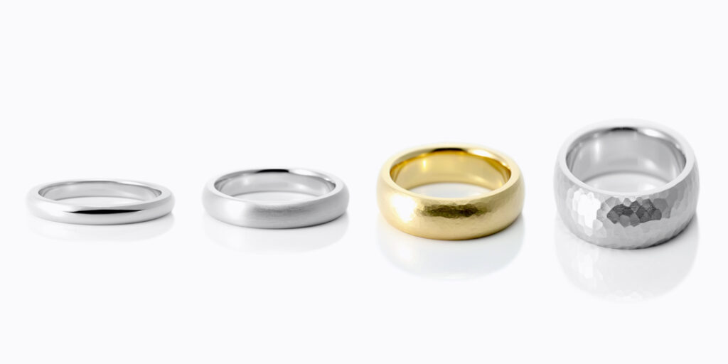 鍛造の結婚指輪 こう丸 オーバル 寸法比較