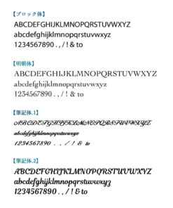 結婚指輪のフォント表