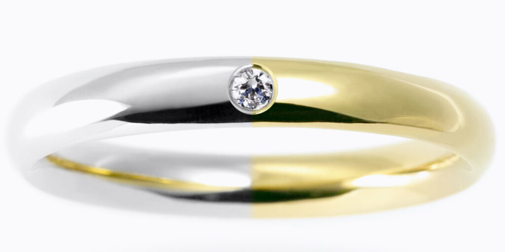 鍛造の結婚指輪にダイヤモンドを留める方法 ふせこみ