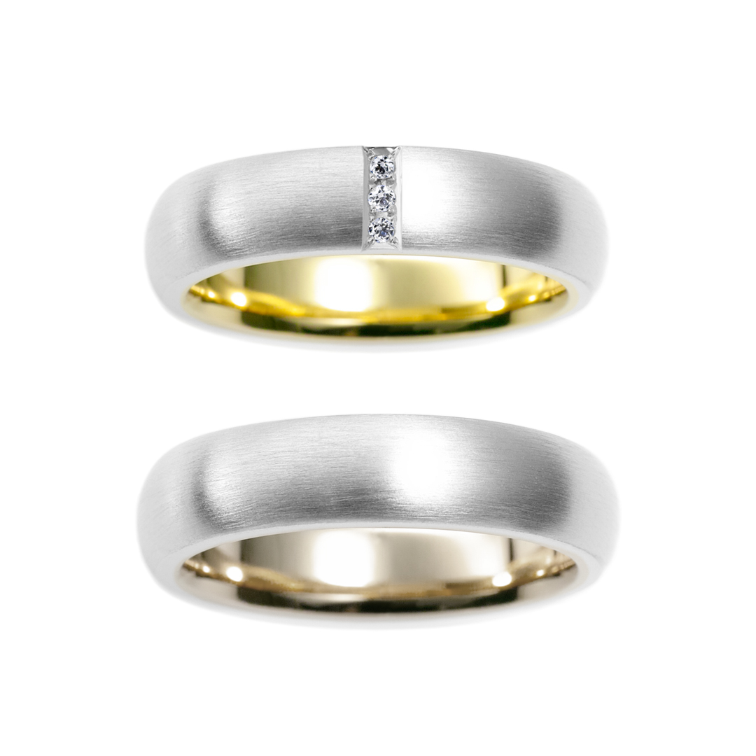 鍛造の結婚指輪 オーバル ヘアライン 内外コンビネーション 5.0mm