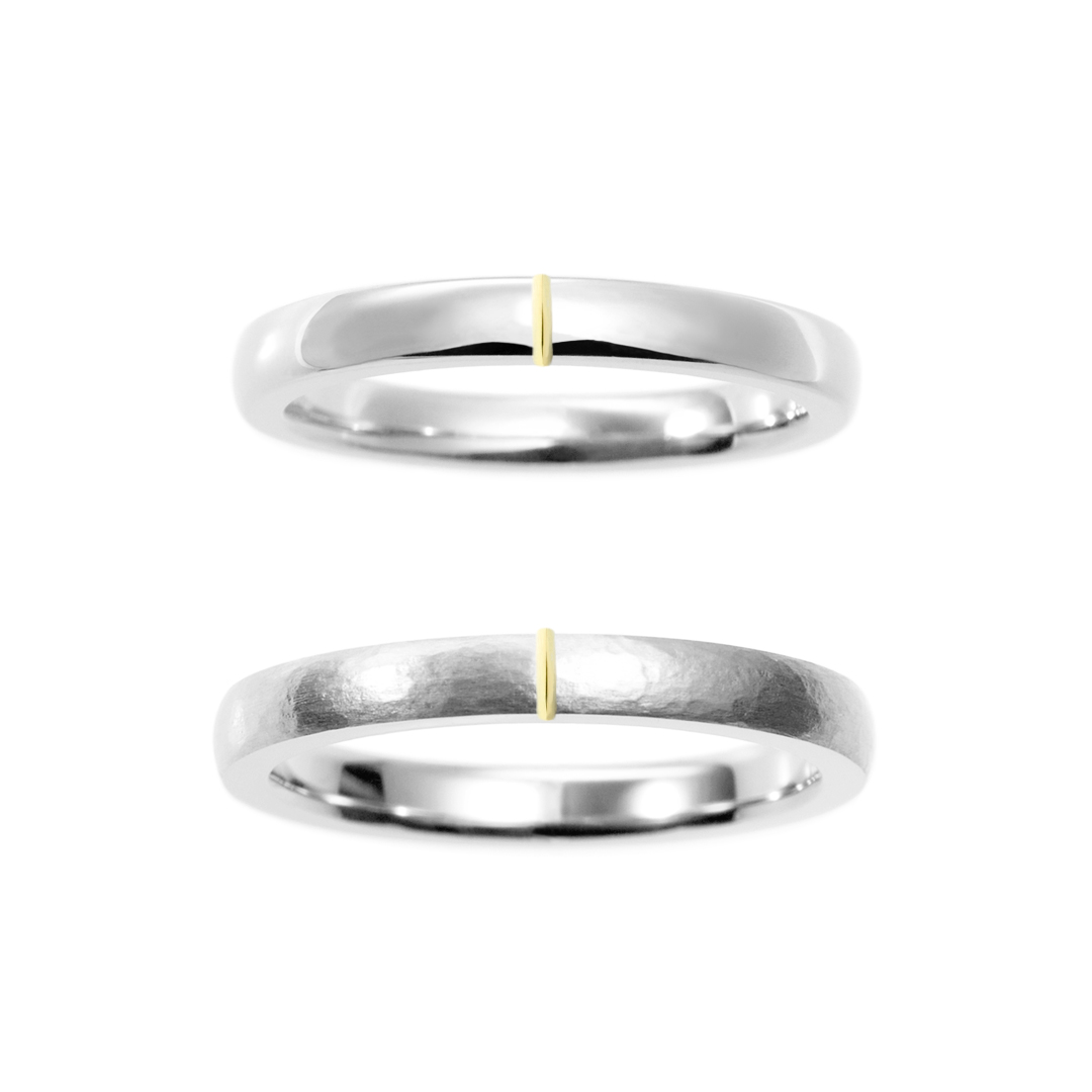 鍛造の結婚指輪 オーバル 糸コンビネーション 2.5mm